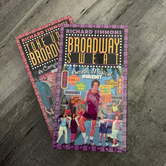 RICHARD SIMMONS Tone Up On Broadway Sweat Aerobic VHS Set of 2 NEW SEALED - Picture 4 of 6